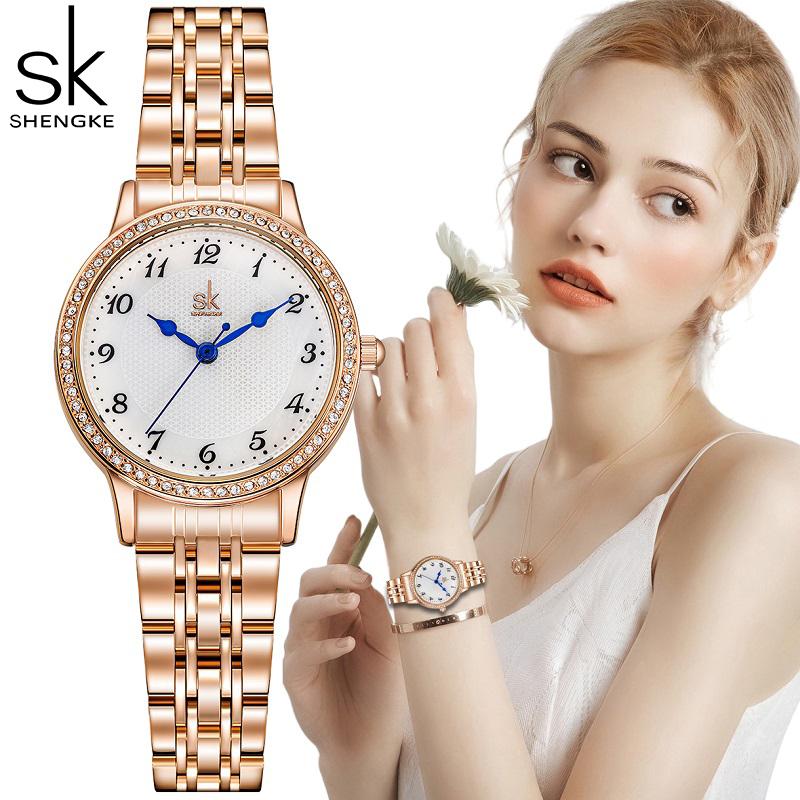 Luxury Watch Top 10 - Shengke-Reloj de acero inoxidable para mujer,