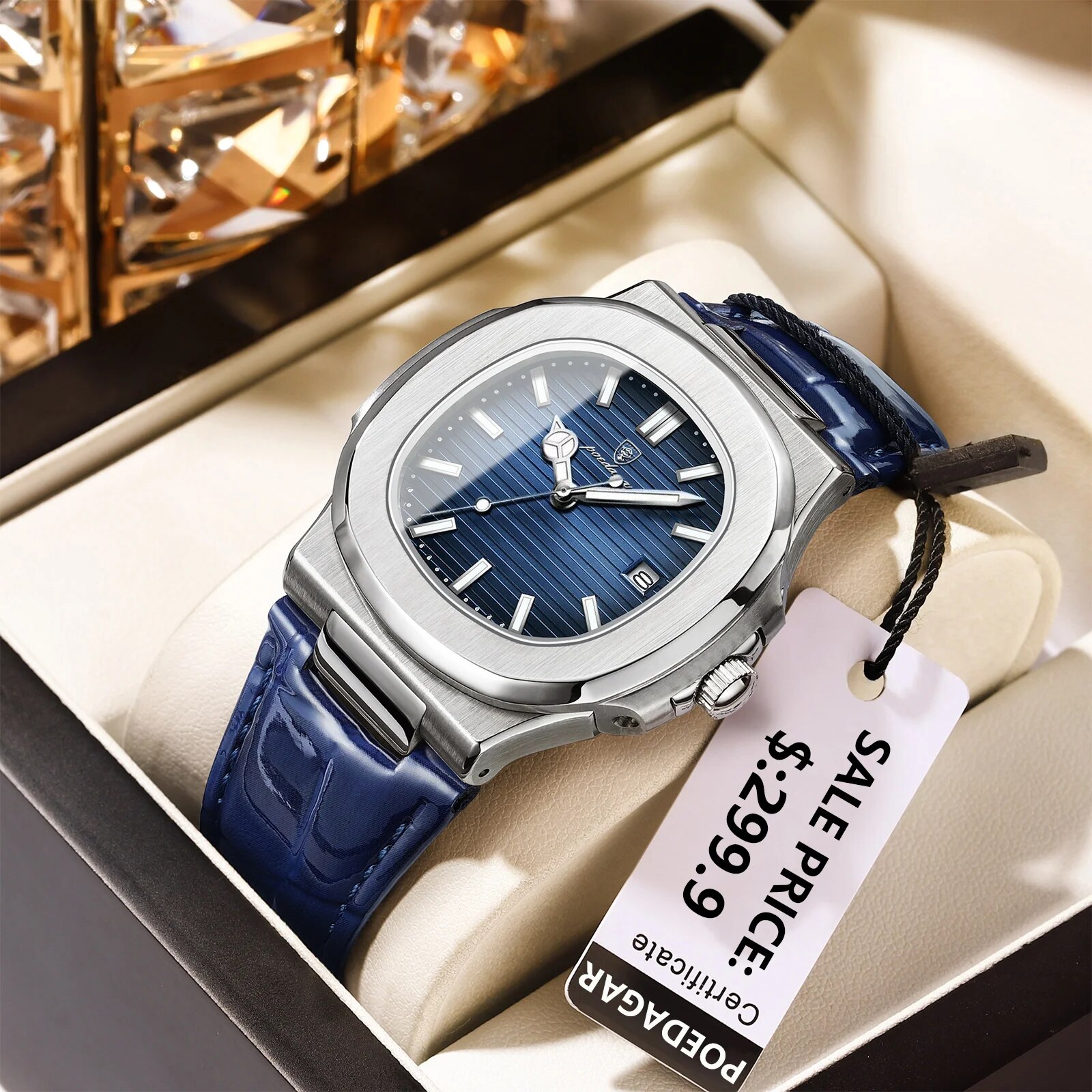 Luxury Watch Top 10 - POEDAGAR, Reloj cuadrado de lujo para