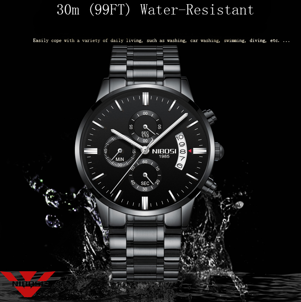 Reloj NIBOSI de cuarzo negro d - Luxury Watch Top 10 reseña y precio