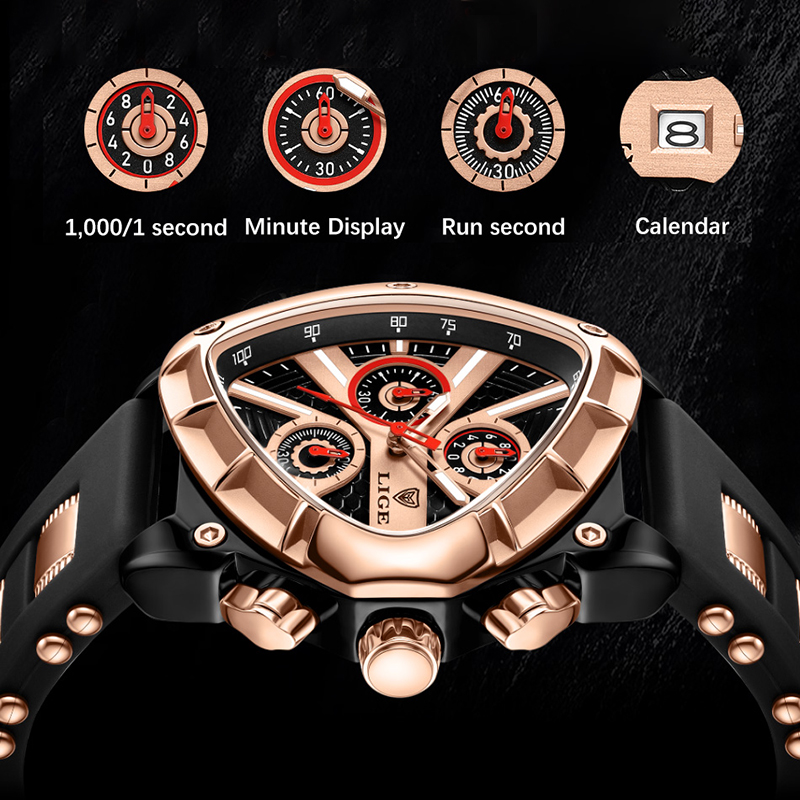 Reloj LIGE a la moda para homb - Watch Triangle Luxury reseña y precio