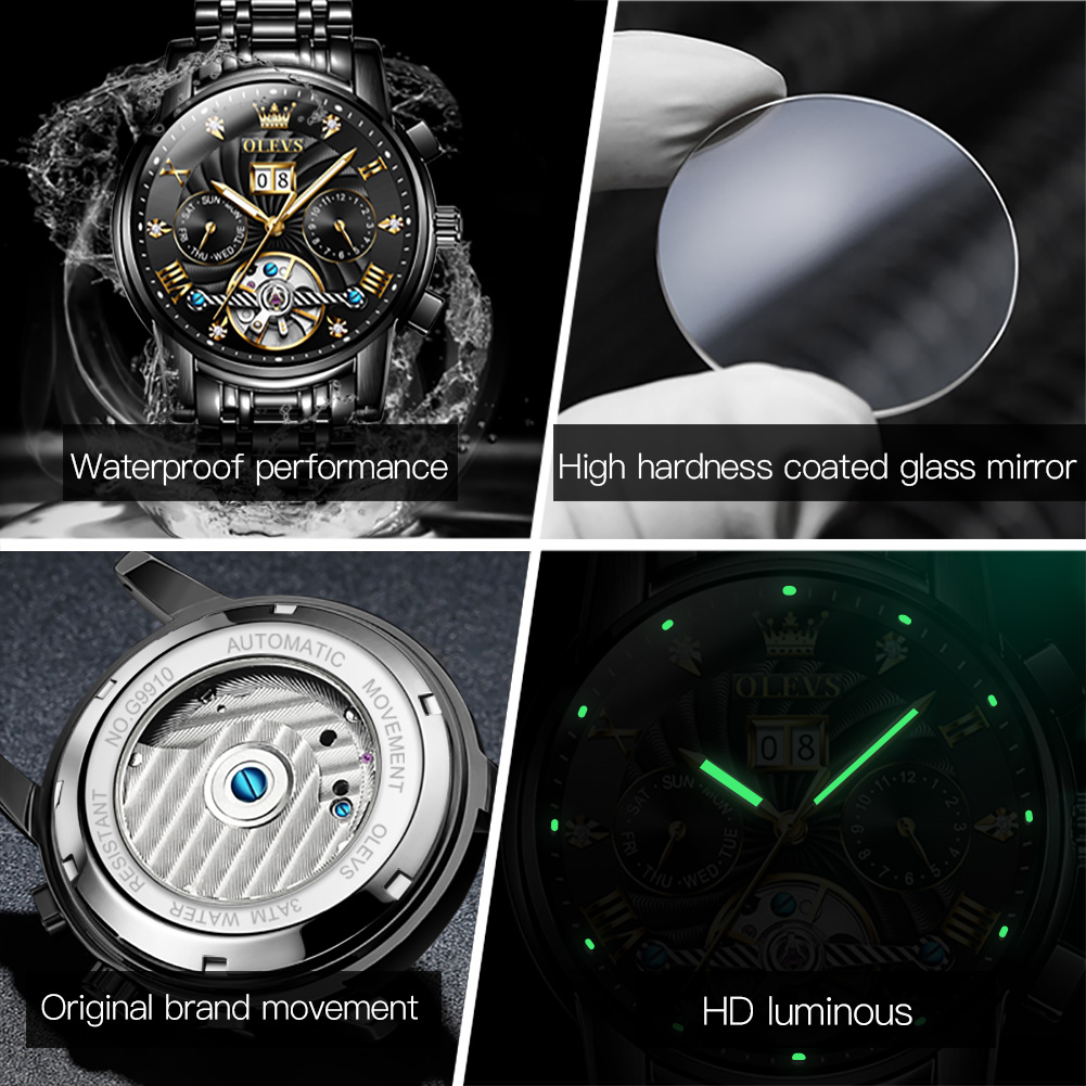 OLEVS Relojes clásicos para ho - Tourbillon Movement Watch reseña y precio