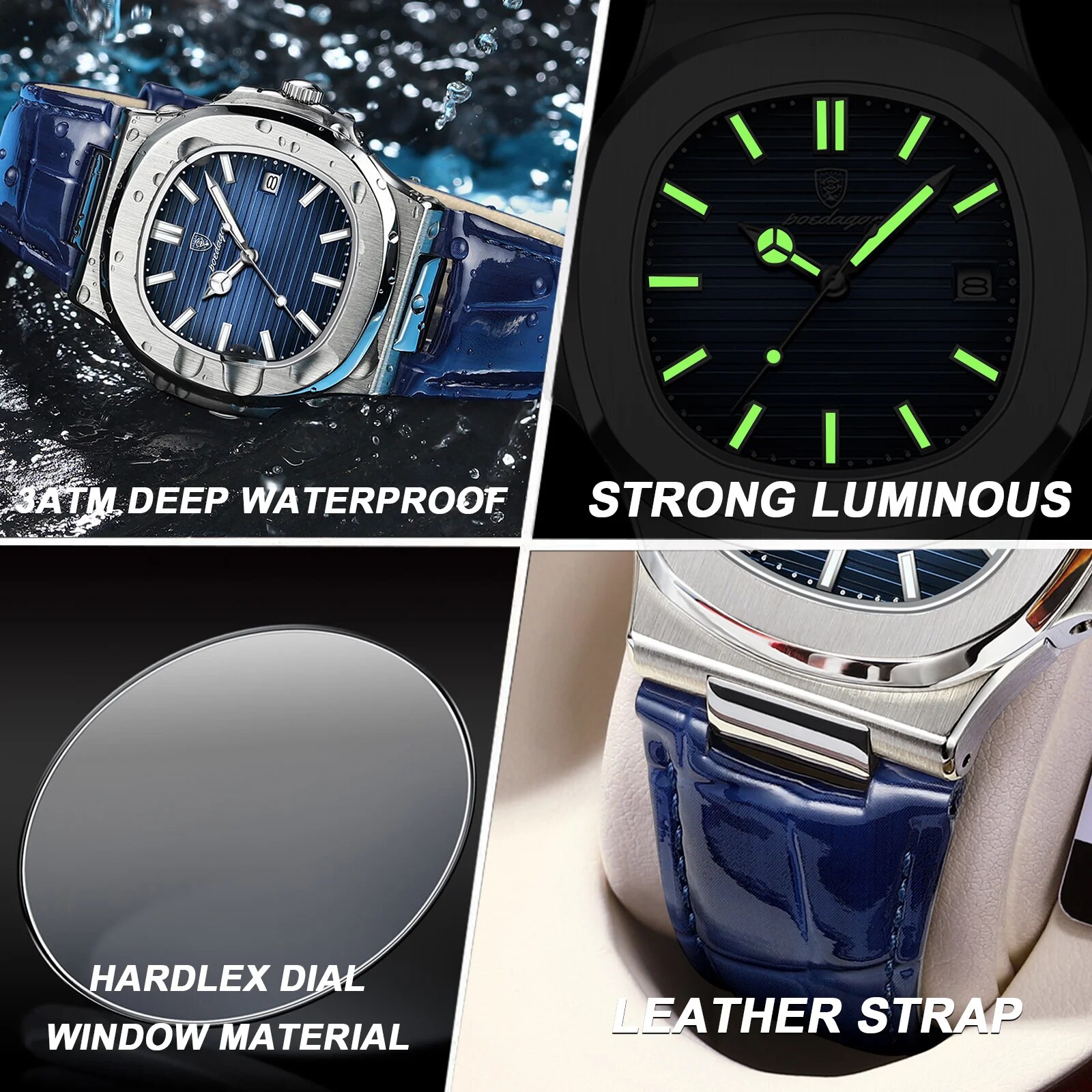 POEDAGAR, Reloj cuadrado de lu - Luxury Watch Top 10 reseña y precio